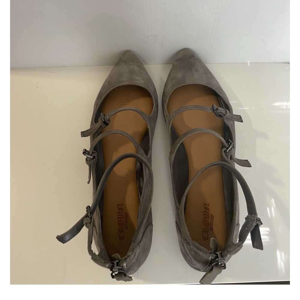 Graphite suede flats